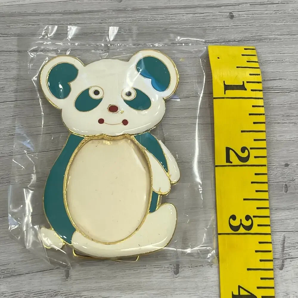 Vintage 24K Gold Plated 2 Toned Enameled Panda Bear Shape Mini 3